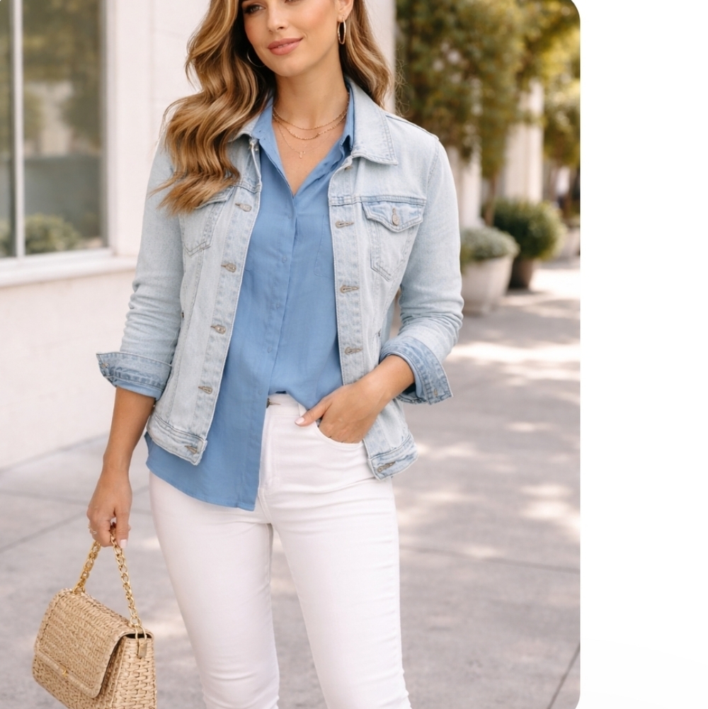 Chico's Lightwash Denim Jacket Size 1